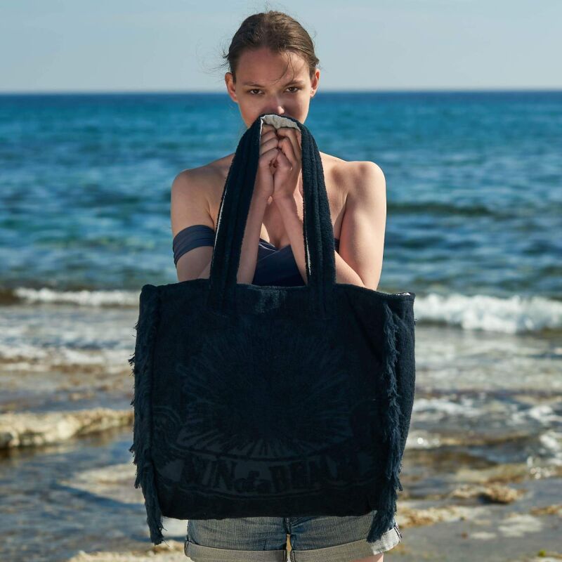 Just Black terry tote beach bag