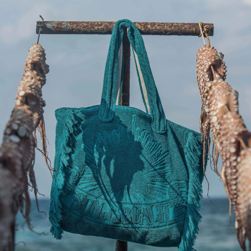 Beach bag tote Just teal terry