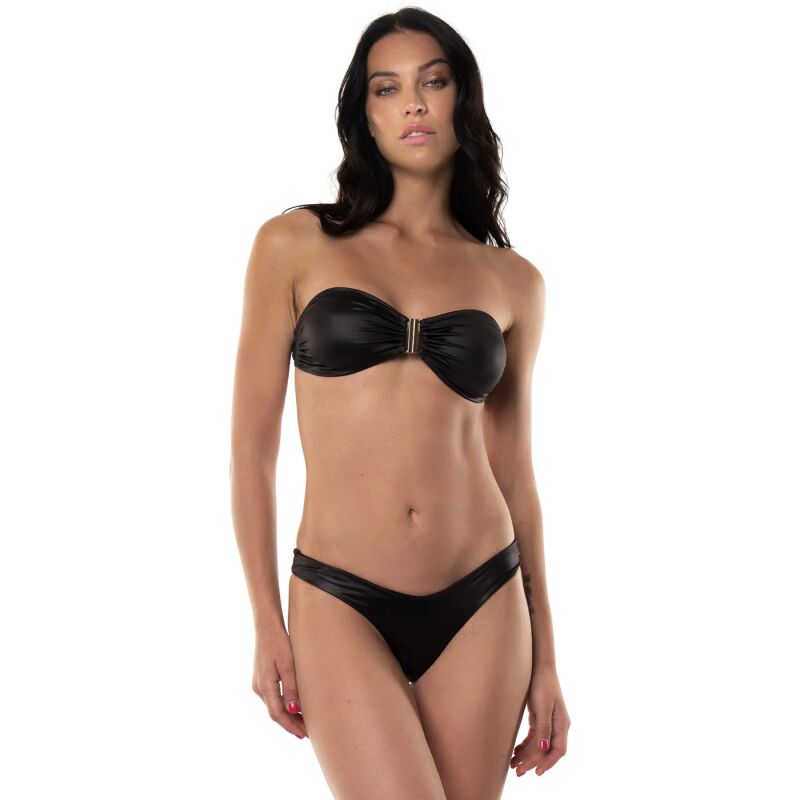 AQUADICOCCO BLACK SILK EFFECT BUCKLE BAND BIKINI