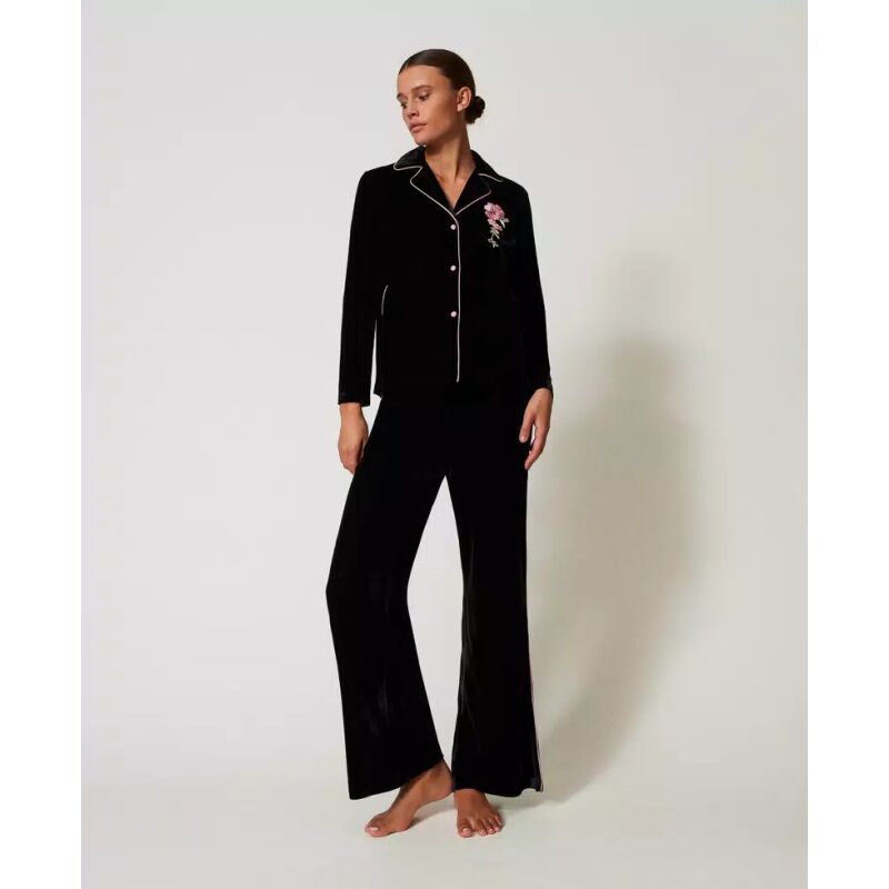 TWINSET Βελούδινες πιτζάμες με κέντημα TWINSET Βελούδινες πιτζάμες με κέντημα
