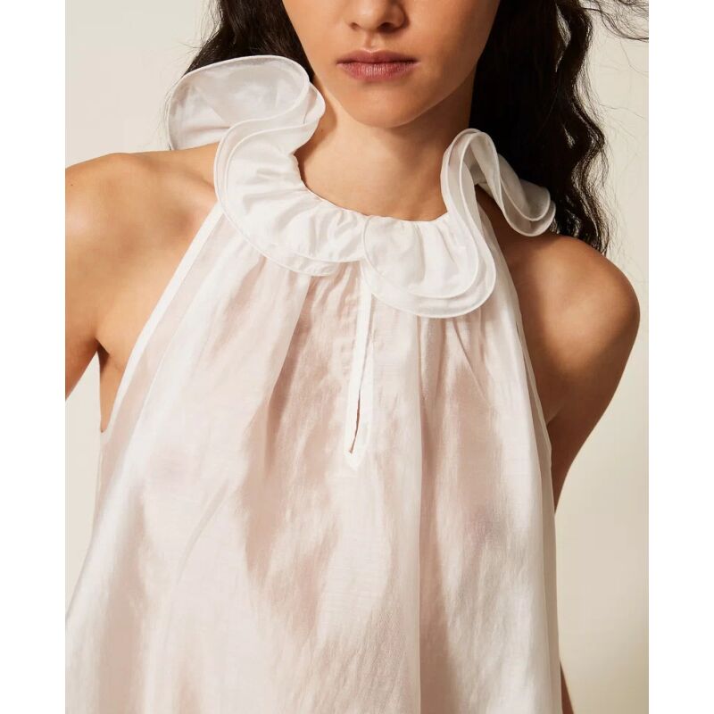 TWINSET Poplin and tulle shirt with flowers