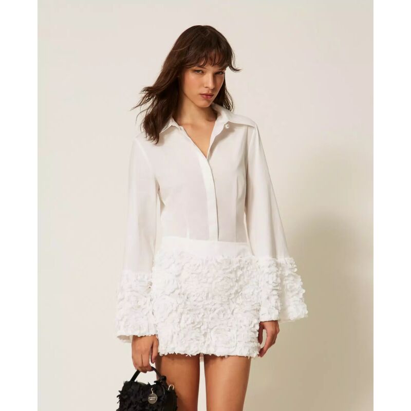 TWINSET Poplin and tulle shirt with flowers