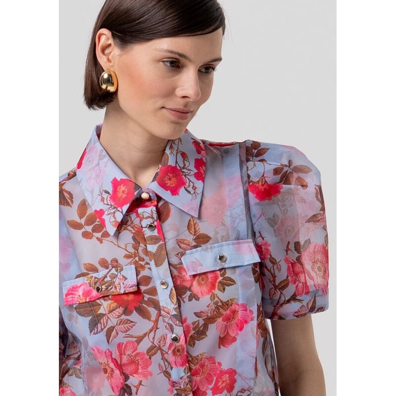 FRACOMINA Shirt cropped with flowery pattern