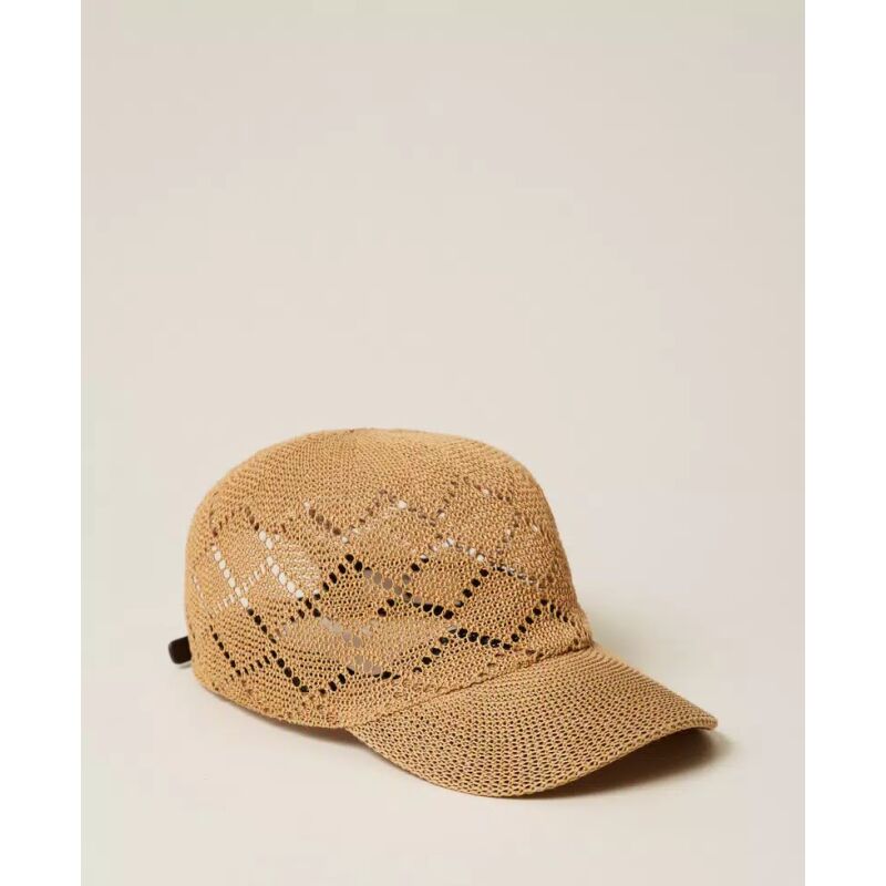 TWINSET Crochet effect raffia baseball cap