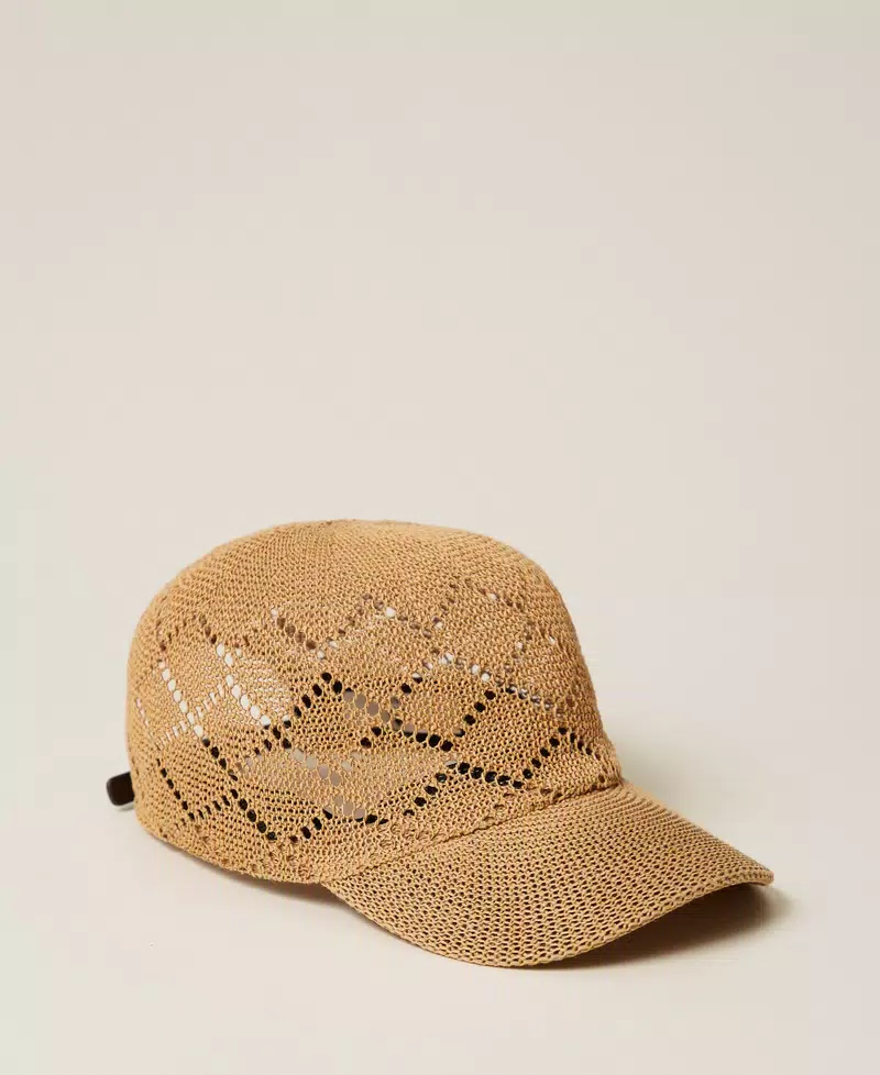 TWINSET Crochet effect raffia baseball cap TWINSET Crochet effect raffia baseball cap