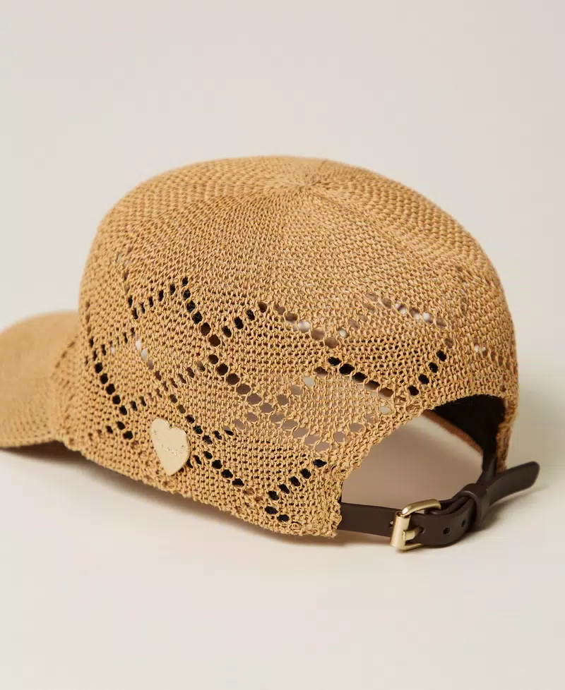 TWINSET Crochet effect raffia baseball cap TWINSET Crochet effect raffia baseball cap