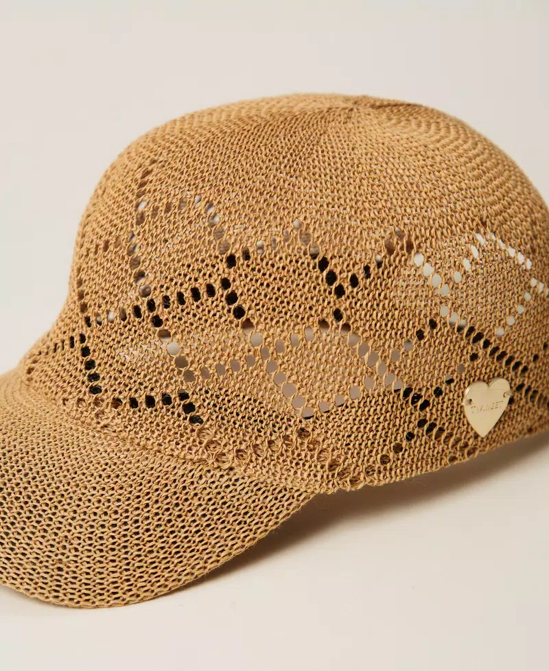 TWINSET Crochet effect raffia baseball cap TWINSET Crochet effect raffia baseball cap