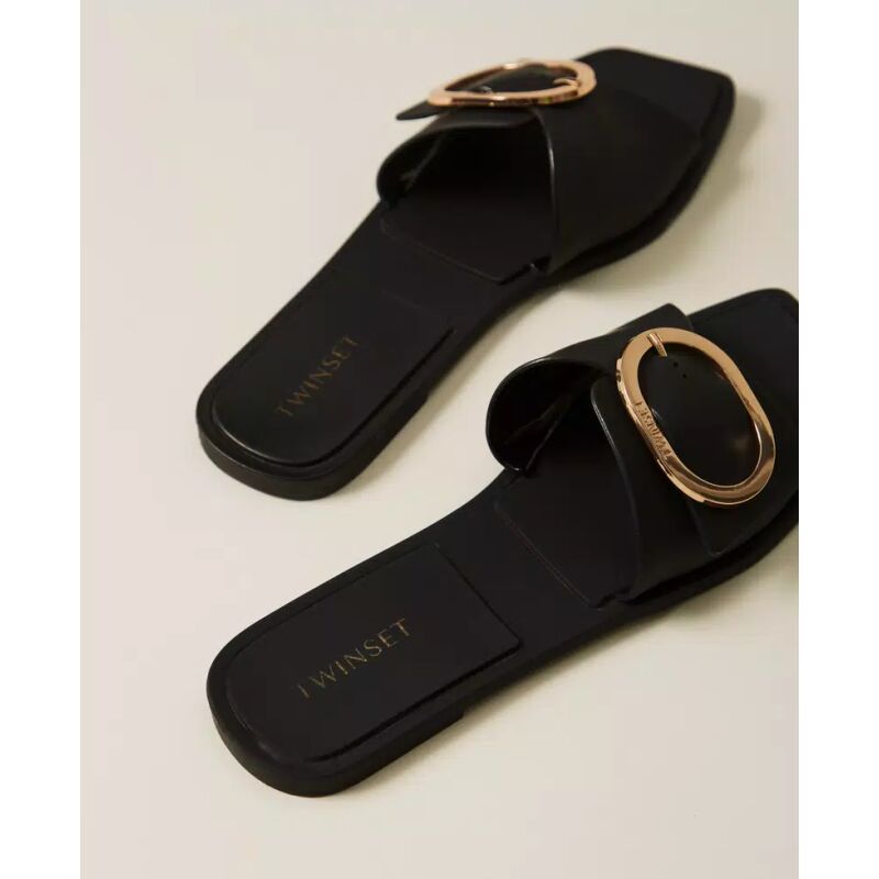 TWINSET Slides with logo buckle