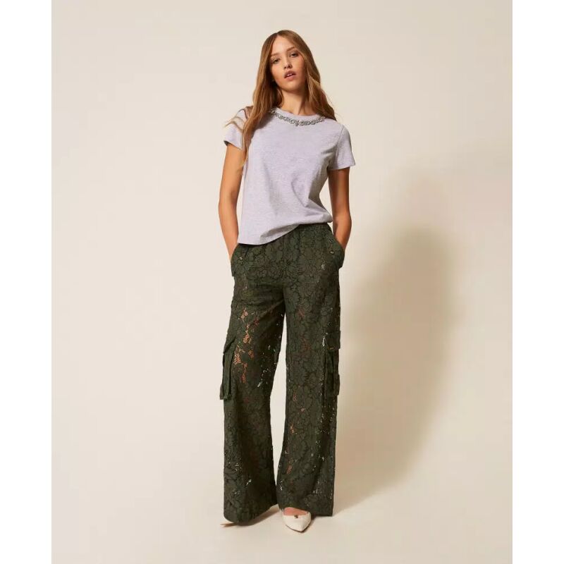 TWINSET Twill jumpsuit with studs