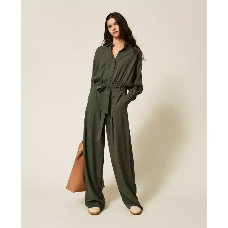 TWINSET Twill jumpsuit with studs