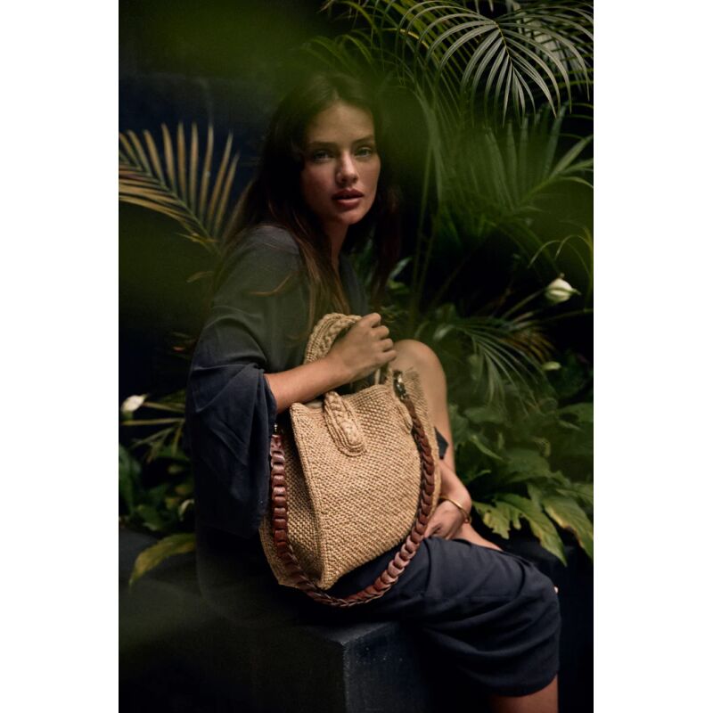 IBELIV RARY Tea Raffia rectangular bag